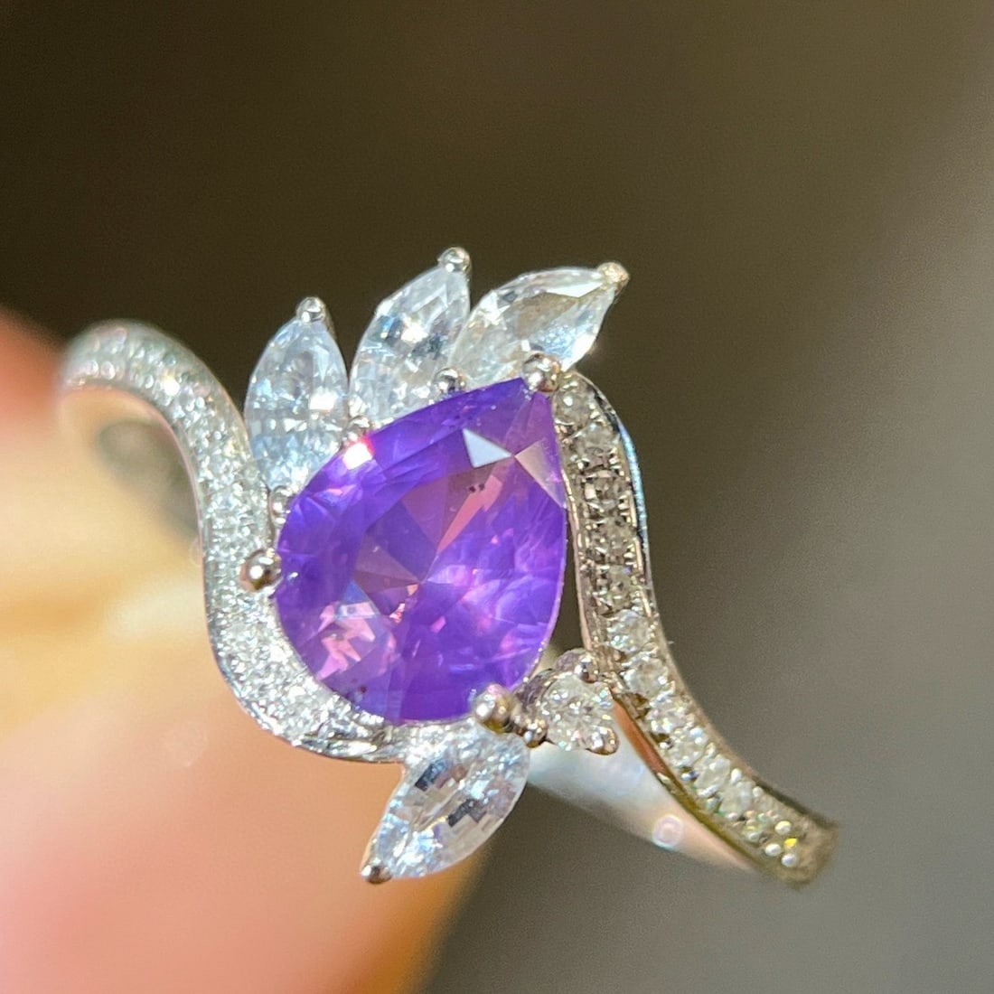 14k Gold 1.13 Ct Natural Sapphire & Diamond & Sapphire Ring - 4