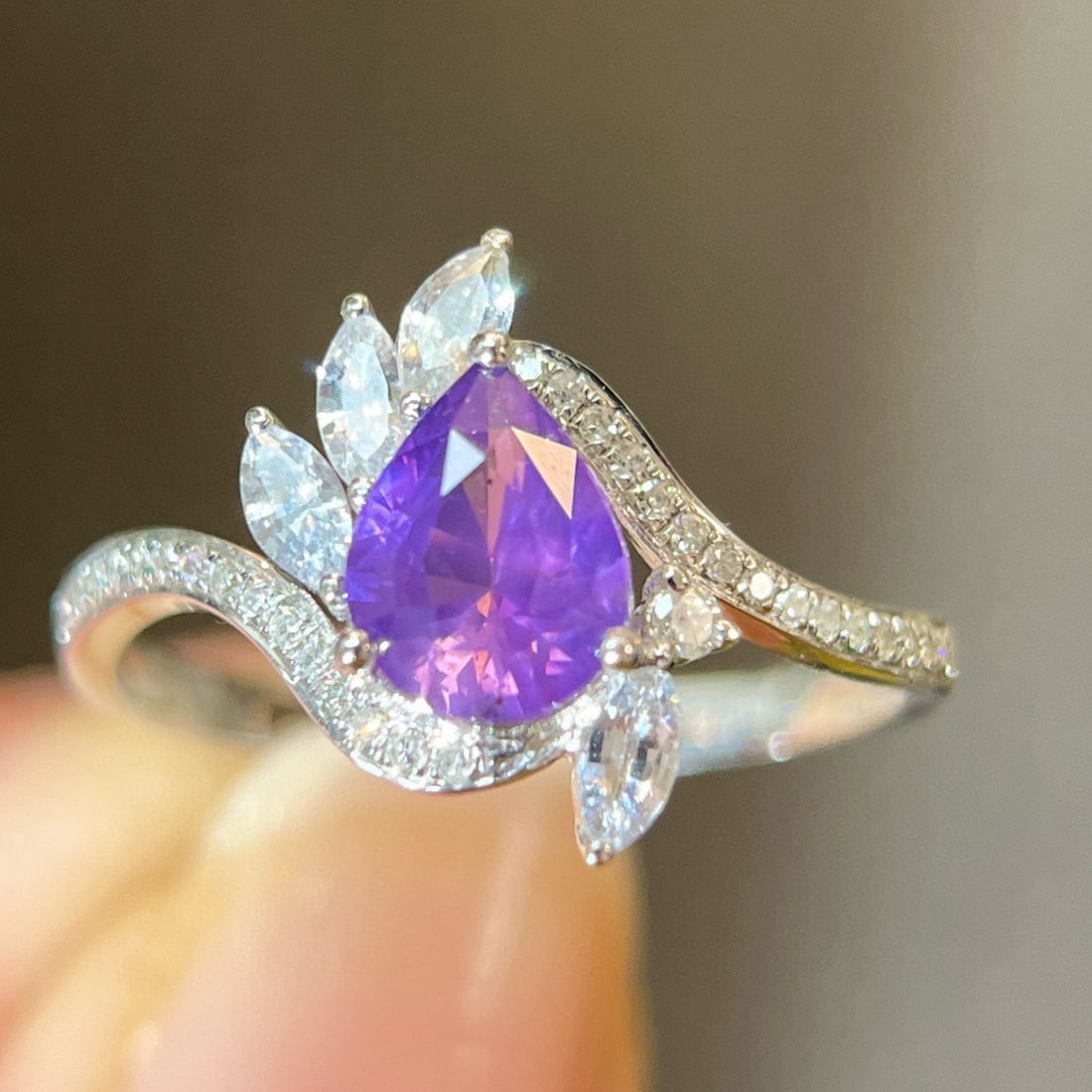 14k Gold 1.13 Ct Natural Sapphire & Diamond & Sapphire Ring - 5