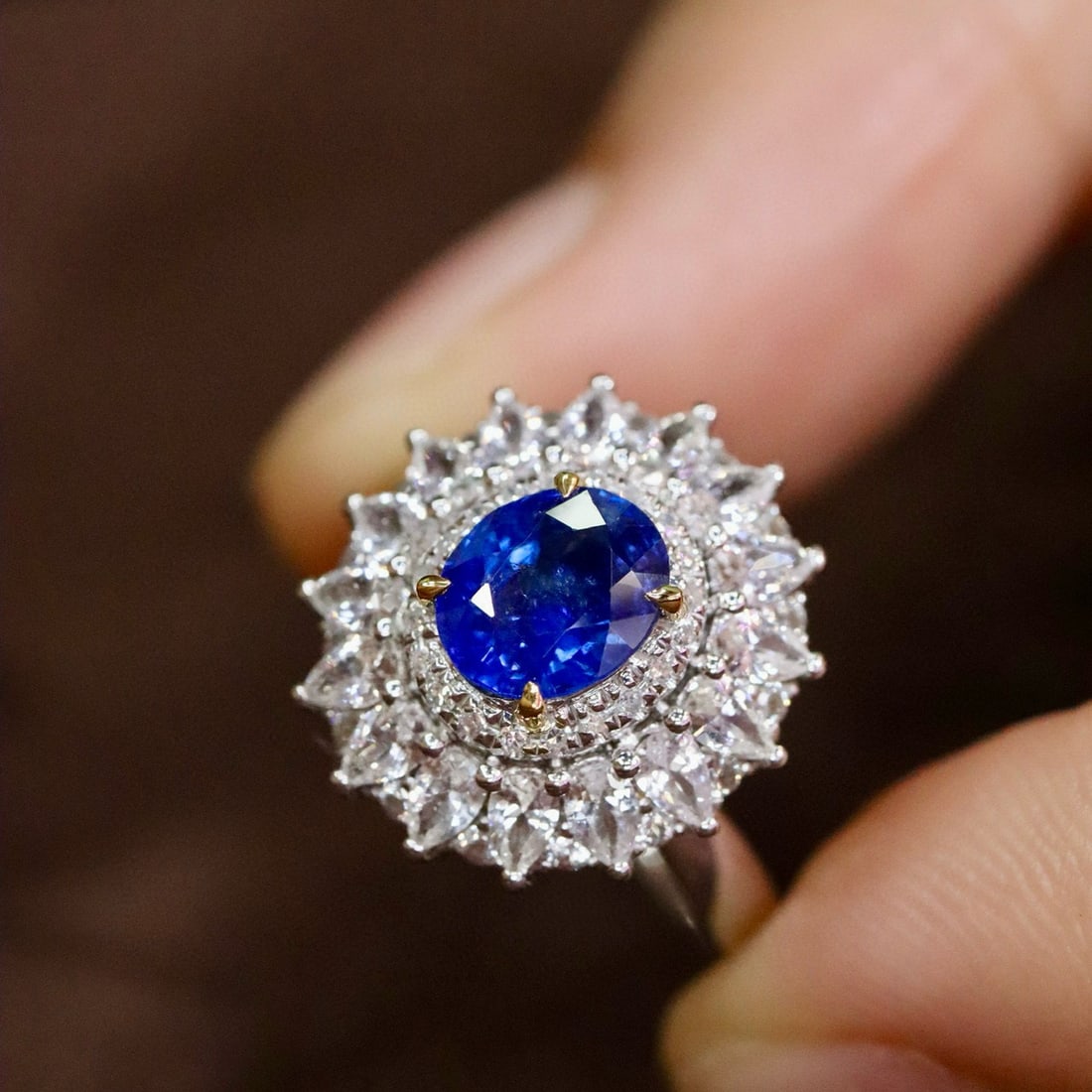 14k Gold 1.40 Ctw Natural Sapphire & Diamond Ring - 4