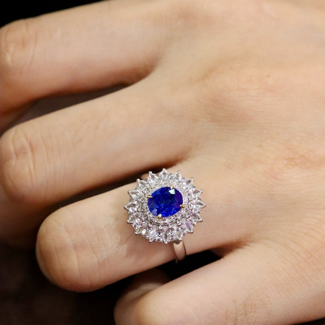 14k Gold 1.40 Ctw Natural Sapphire & Diamond Ring - 6