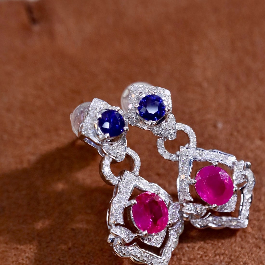 14k Gold 1.73 Ctw Natural Ruby & Diamond Earrings - 3
