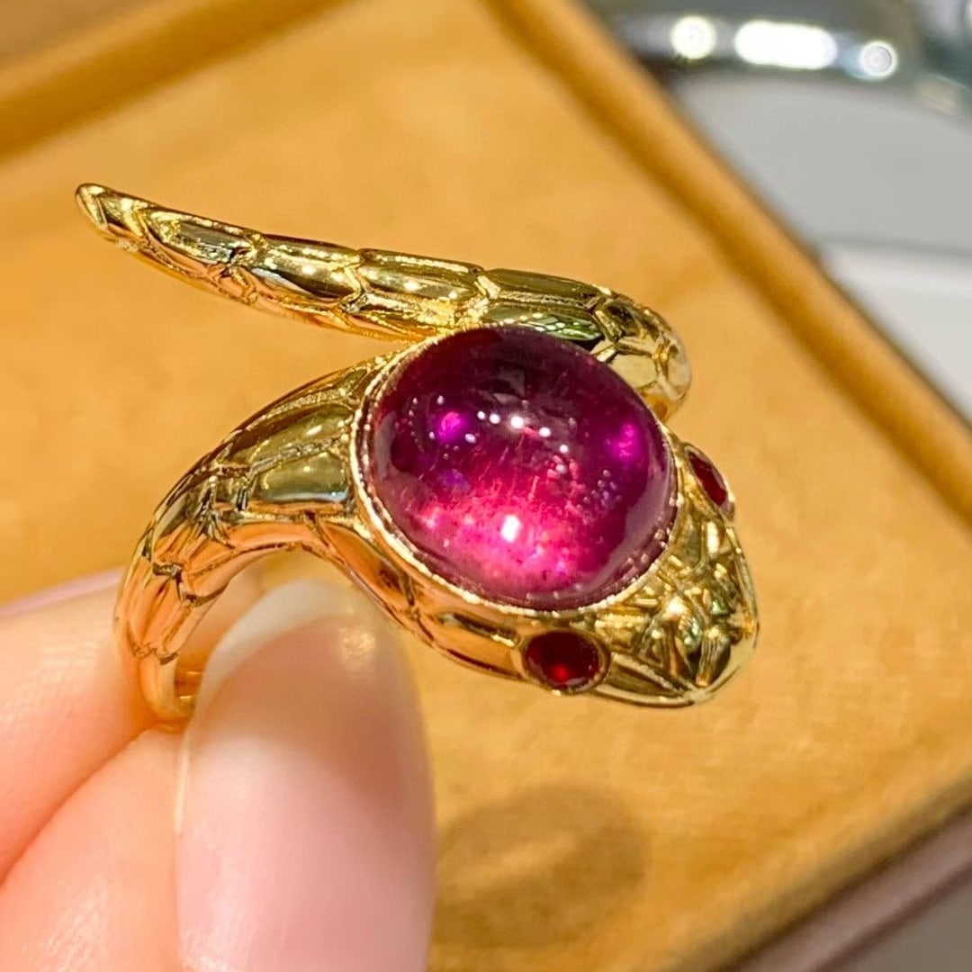 14k Gold 3.3 Ct Natural Tourmaline & Ruby Ring - 2