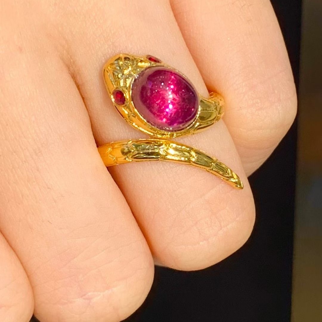 14k Gold 3.3 Ct Natural Tourmaline & Ruby Ring - 4