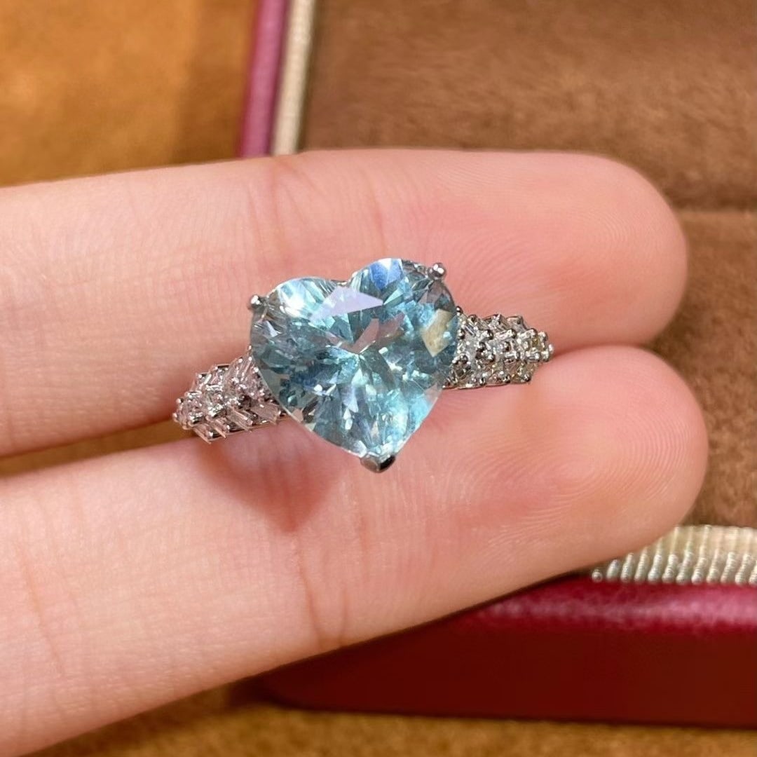 14k Gold 3.4 Ctw Natural Aquamarine & Diamond Ring - 2
