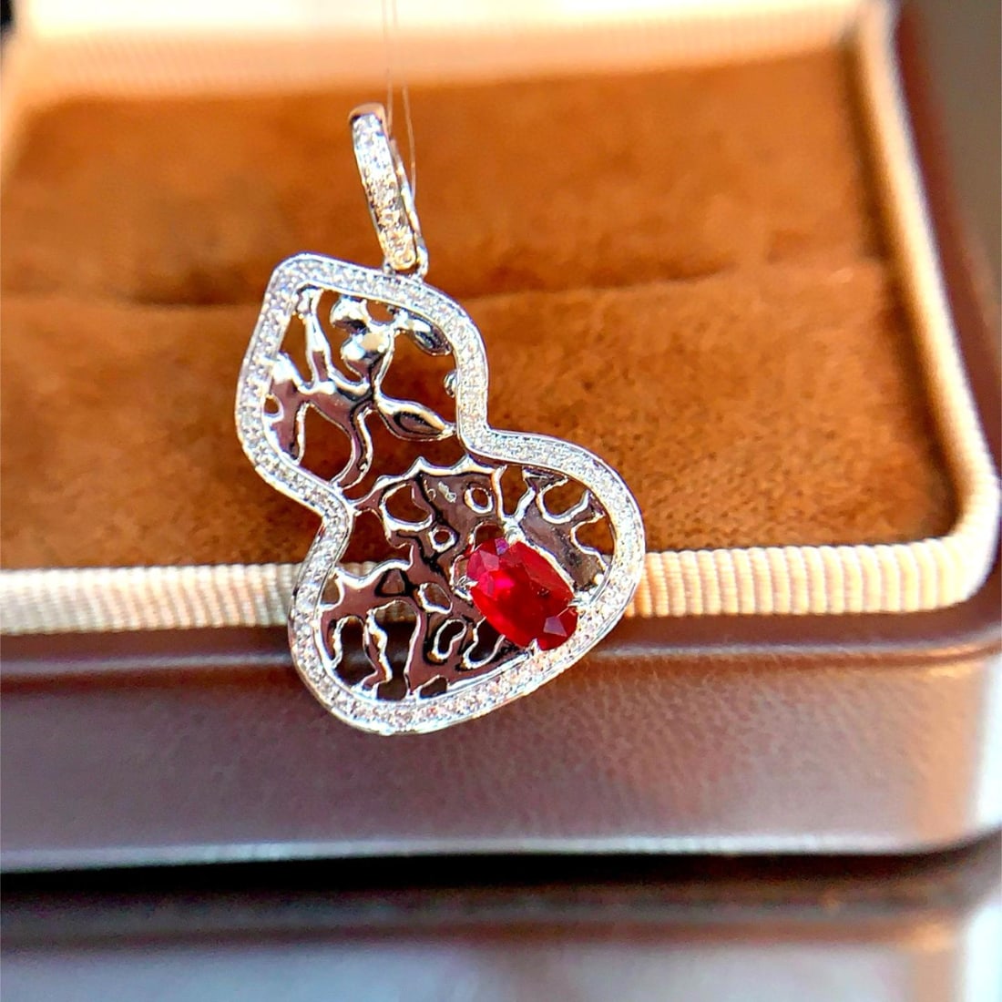 14k Gold 0.51 Ctw Natural Ruby & Diamond Pendant( Without Chain ) - 5