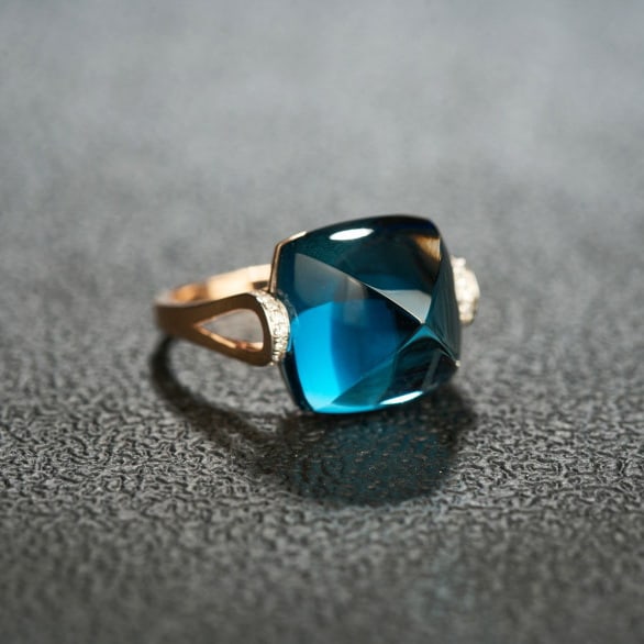 14k Gold 15.2 Ct Natural Topaz & Diamond Ring - 3