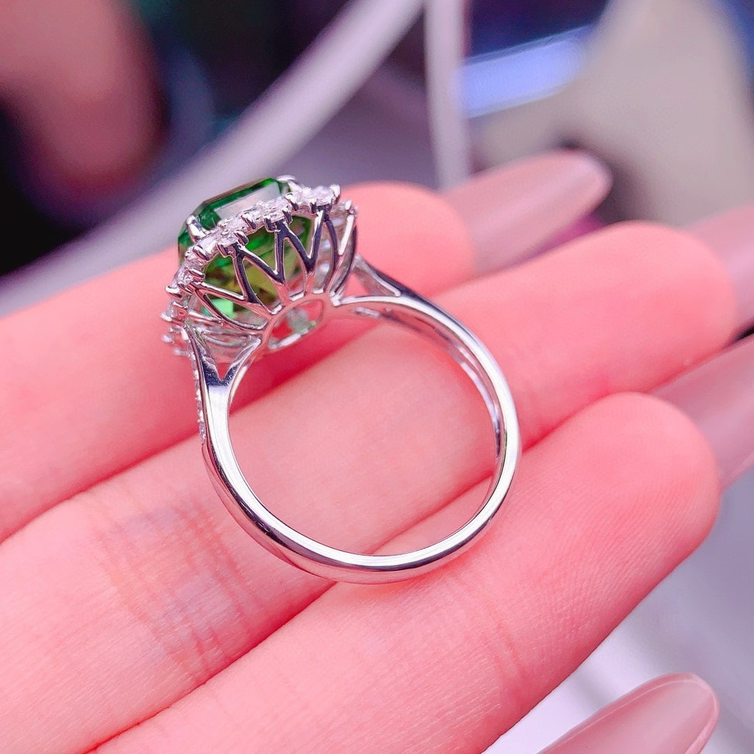 14k Gold 5.5 Ct Natural Tourmaline & Diamond Ring - 5