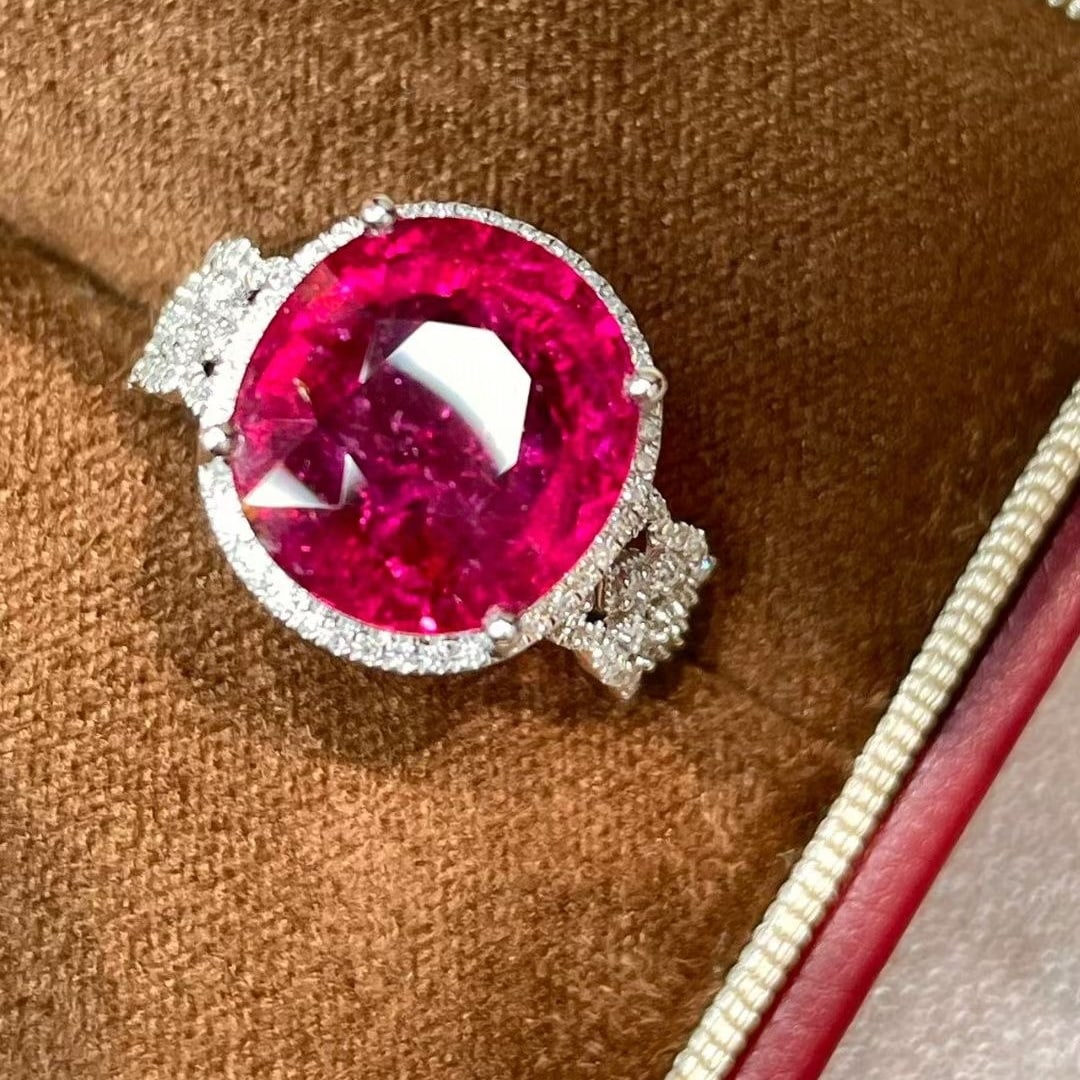 14k Gold 6.2 Ct Natural Tourmaline & Diamond Ring - 3