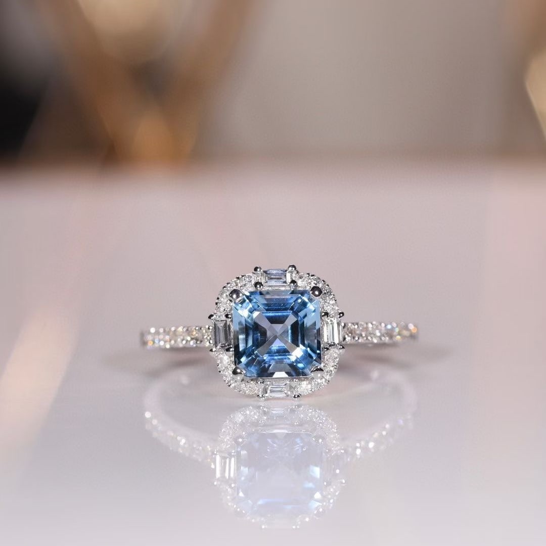 14k Gold 1.40 Ctw Natural Aquamarine & Diamond Ring - 4