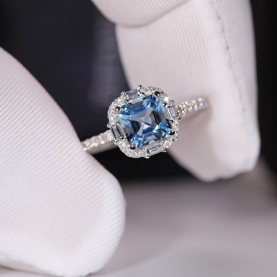 14k Gold 1.40 Ctw Natural Aquamarine & Diamond Ring - 5