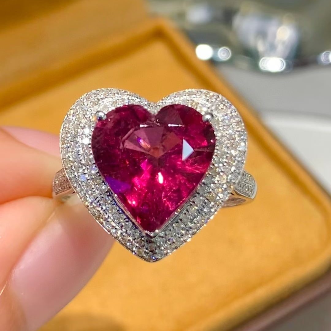 14k Gold 3.7 Ct Natural Tourmaline & Diamond Ring - 2