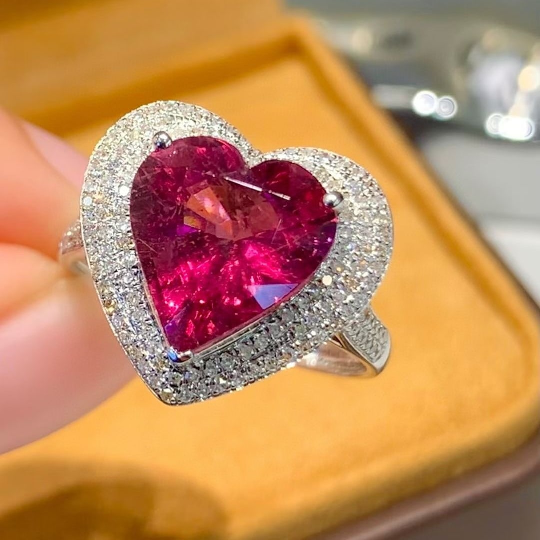 14k Gold 3.7 Ct Natural Tourmaline & Diamond Ring - 3
