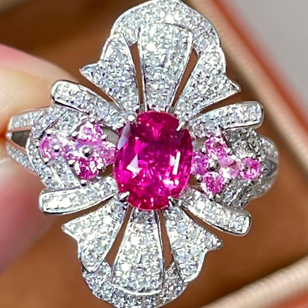 14k Gold 1 Ct Natural Ruby & Diamond & Sapphire Ring - 3