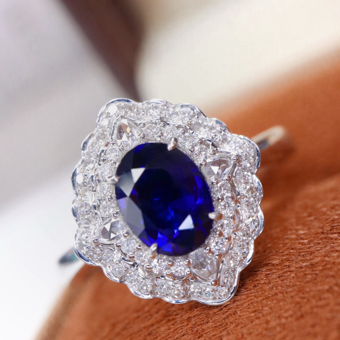 14k Gold 1.35 Ctw Natural Sapphire & Diamond Ring - 2