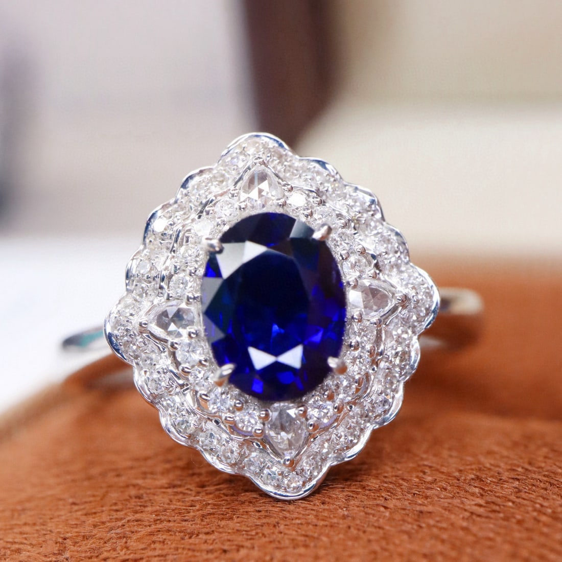 14k Gold 1.35 Ctw Natural Sapphire & Diamond Ring - 3