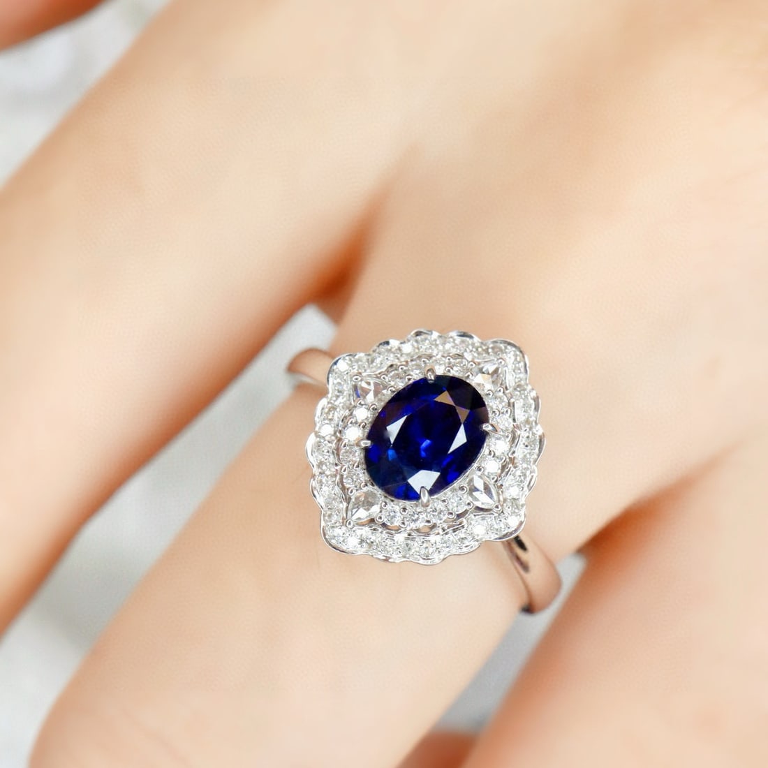 14k Gold 1.35 Ctw Natural Sapphire & Diamond Ring - 4