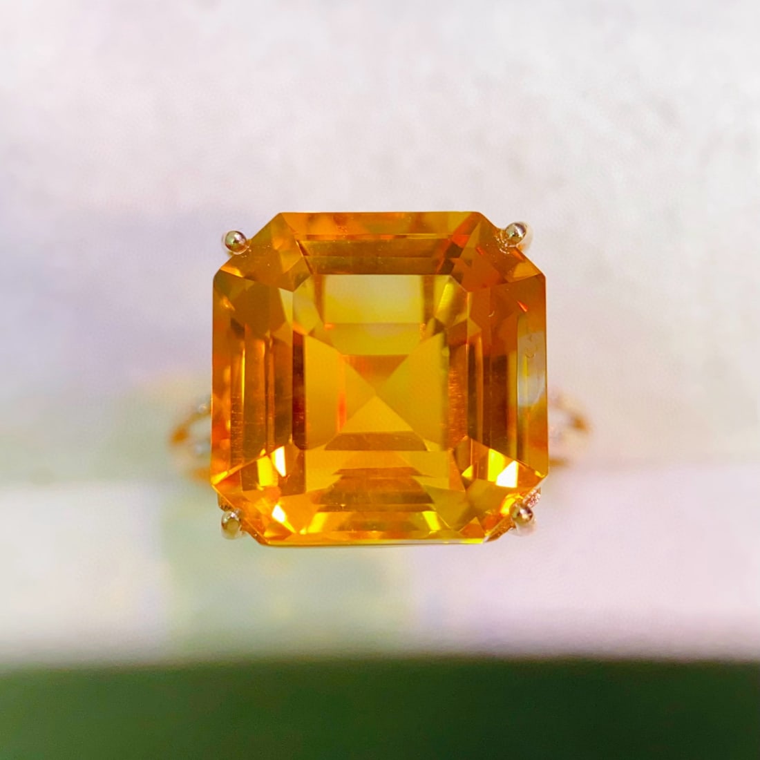14k Gold 11.11 Ctw Natural Citrine & Diamond Ring - 3