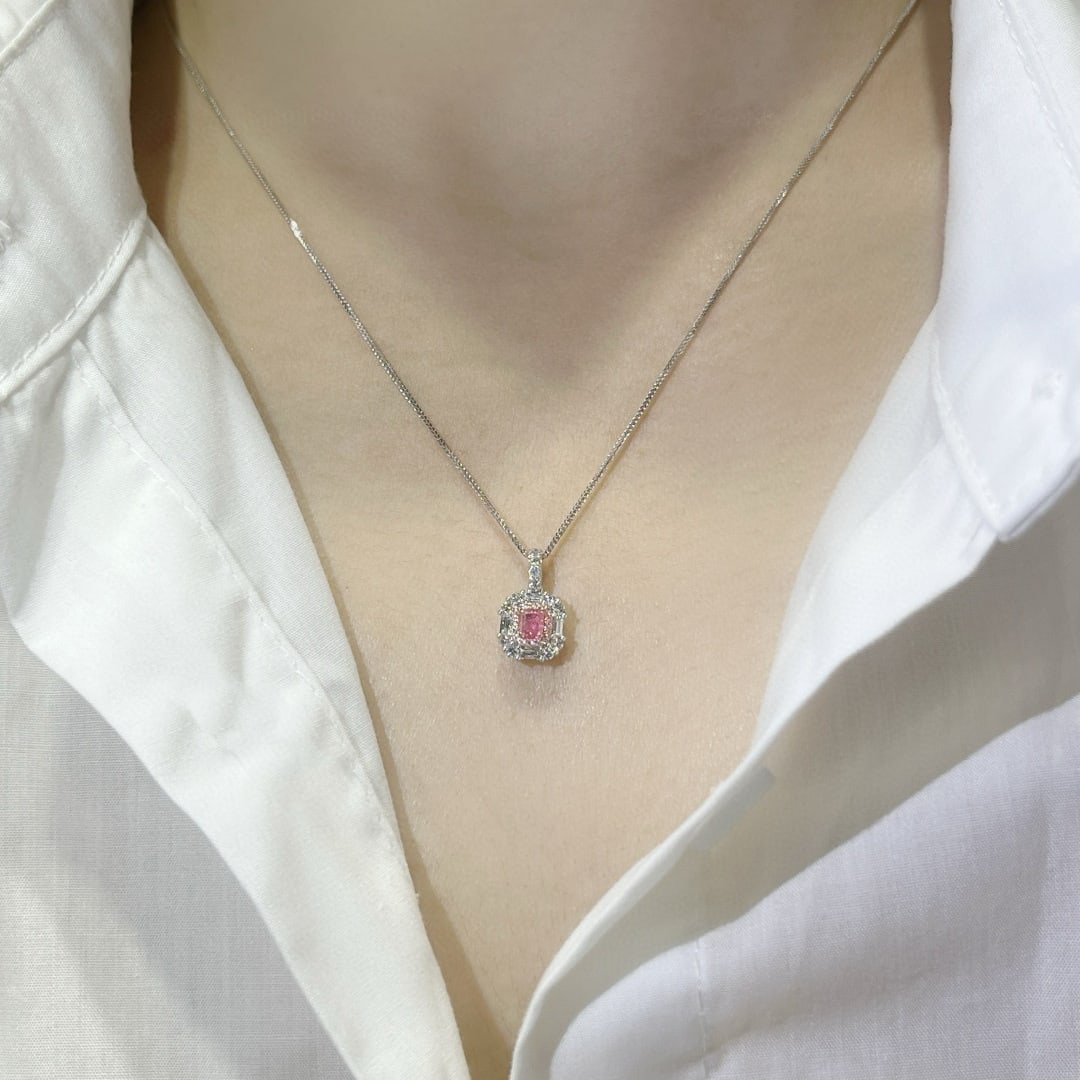 14k Gold 0.47 Ctw Natural Pink Diamond & Diamond Necklace - 4