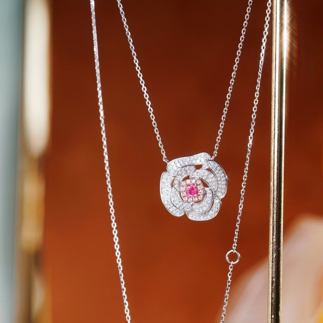 14k Gold 0.60 Ct Natural Color Diamond Necklace - 5