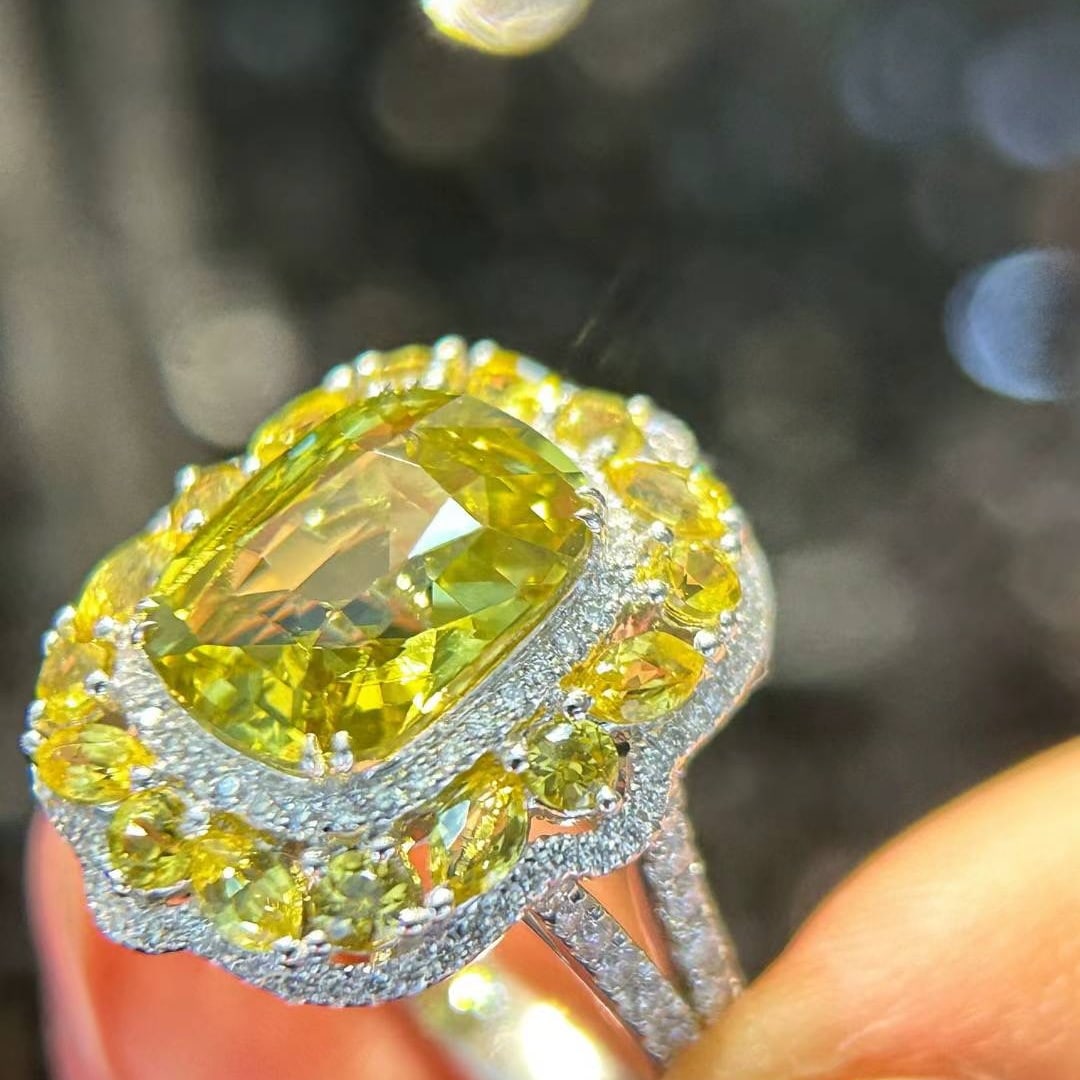 14k Gold 5.19 Ctw Natural Chrysoberyl & Diamond Ring - 7