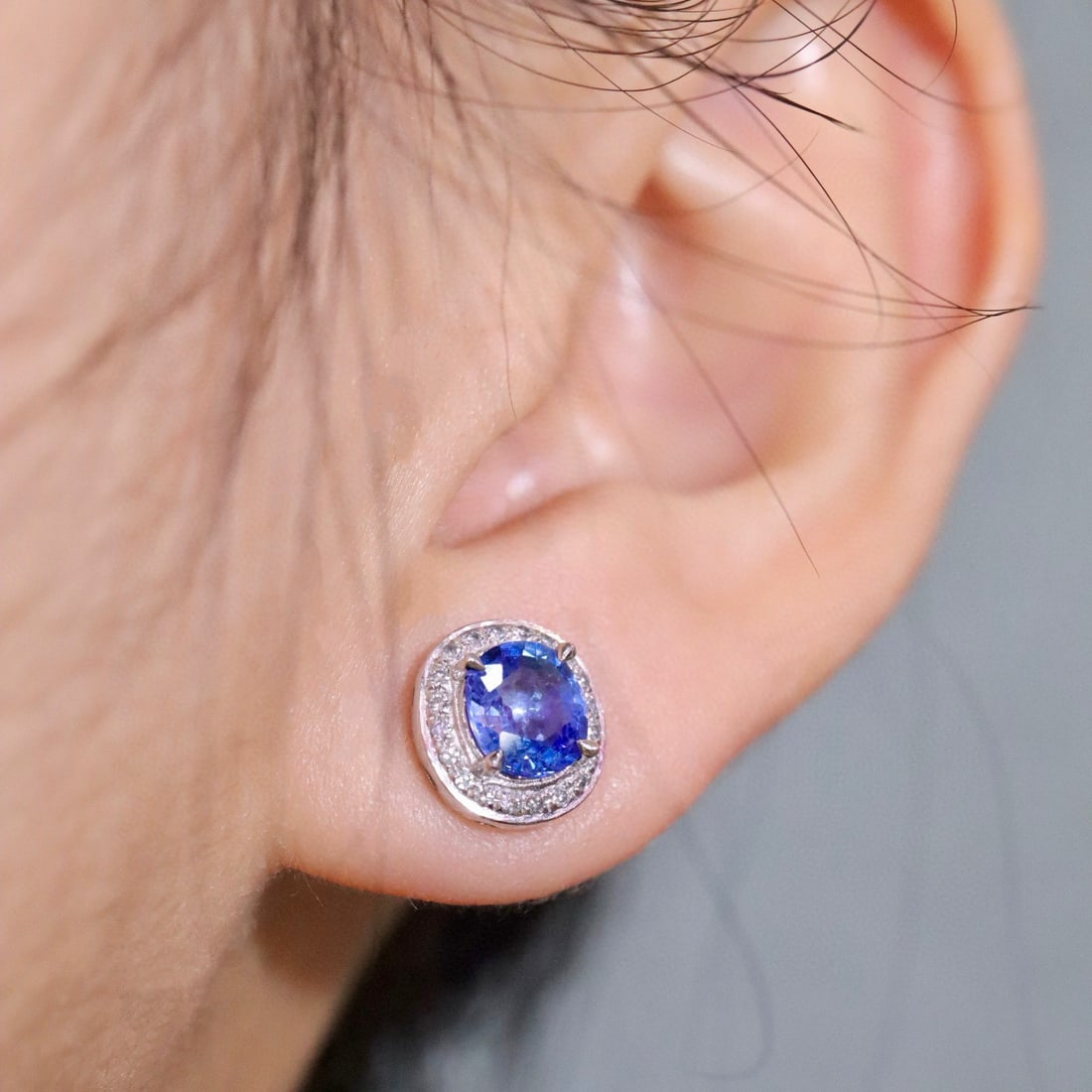 14k Gold 2.02 Ctw Natural Sapphire & Diamond Earrings - 6