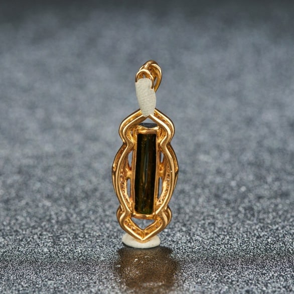 14k Gold 3.0 Ct Natural Tourmaline & Diamond Pendant( Without Chain ) - 5