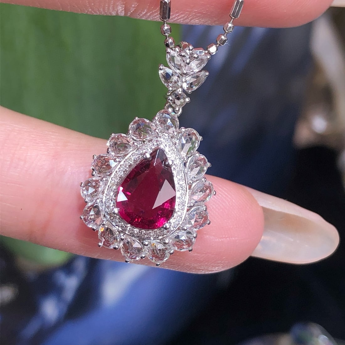 14k Gold 1.50 Ct Natural Tourmaline & Diamond & Sapphire Pendant( Without Chain ) - 4