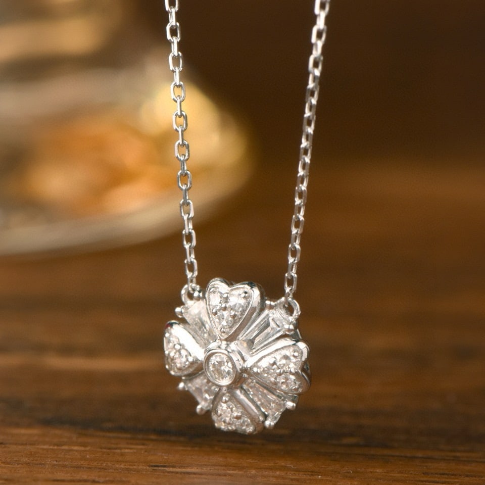 14k Gold 0.38 Ct Natural H Diamond Necklace - 3