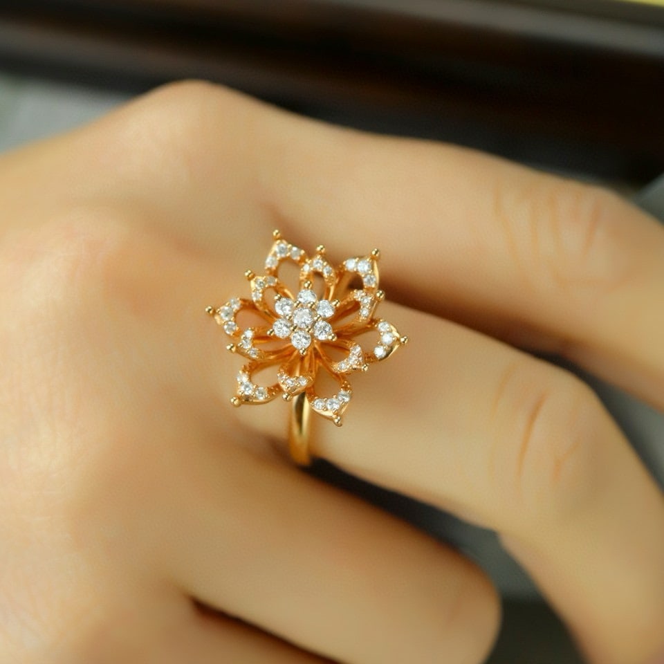14k Gold 0.50 Ct Natural H Diamond Ring - 4