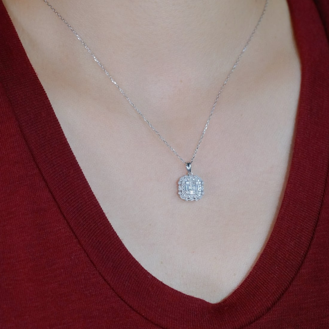 14k Gold 0.45 Ct Natural H Diamond Necklace - 2