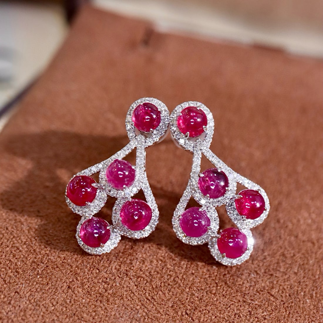 14k Gold 3.34 Ctw Natural Ruby & Diamond Earrings - 2