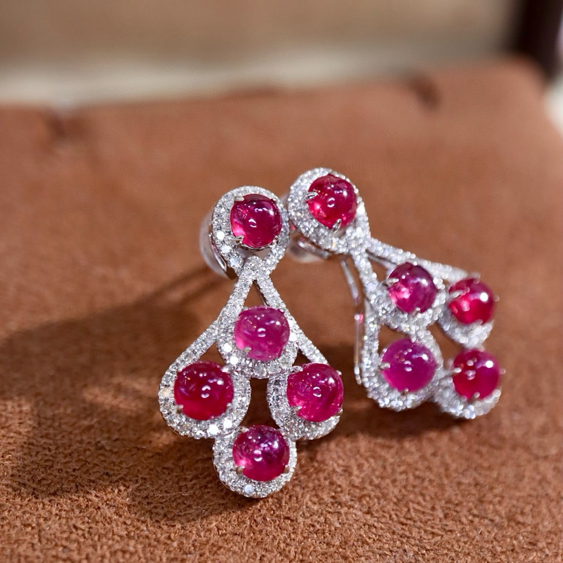 14k Gold 3.34 Ctw Natural Ruby & Diamond Earrings - 3