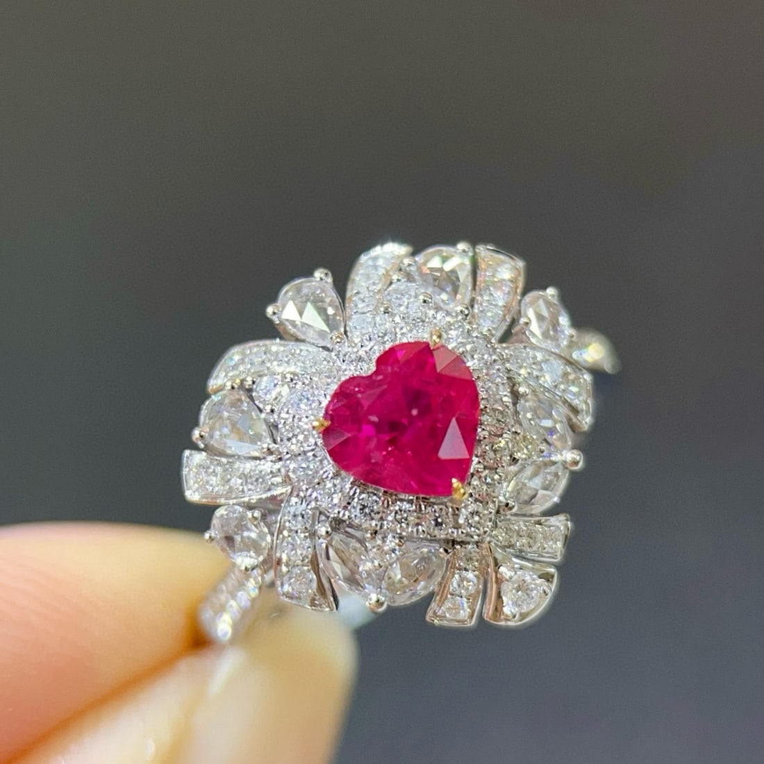 14k Gold 1.25 Ctw Natural Ruby & Diamond Ring - 2