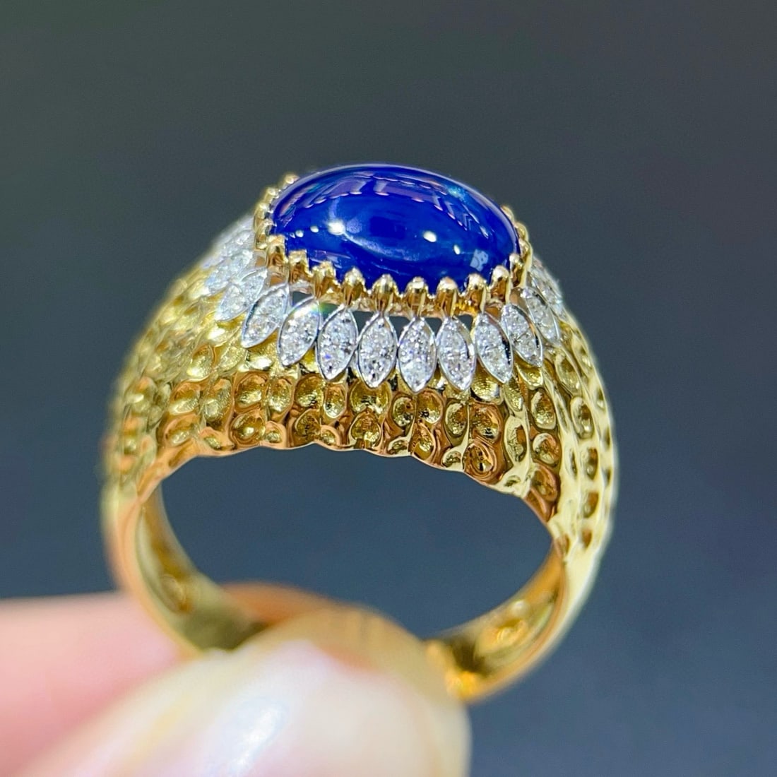 14k Gold 2.62 Ctw Natural Sapphire & Diamond Ring - 2