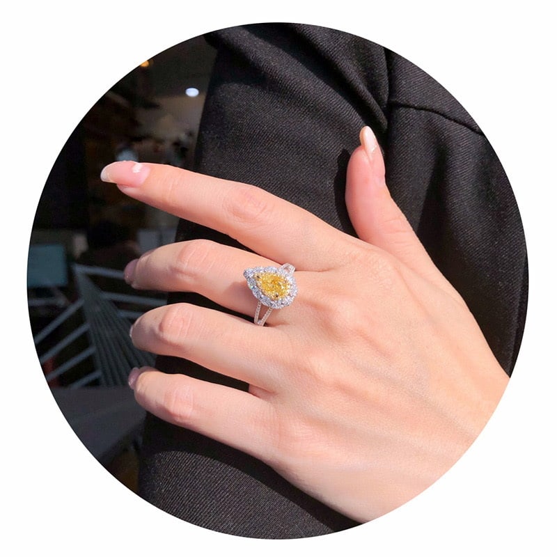 14k Gold 1.00 Ct Natural Yellow Diamond & Diamond Ring/pendant( Without Chain ) - 2