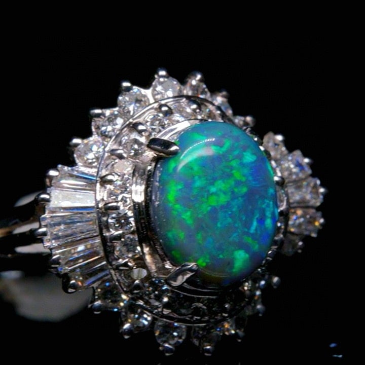 14k Gold 2.47 Ctw Natural Opal & Diamond Ring - 2