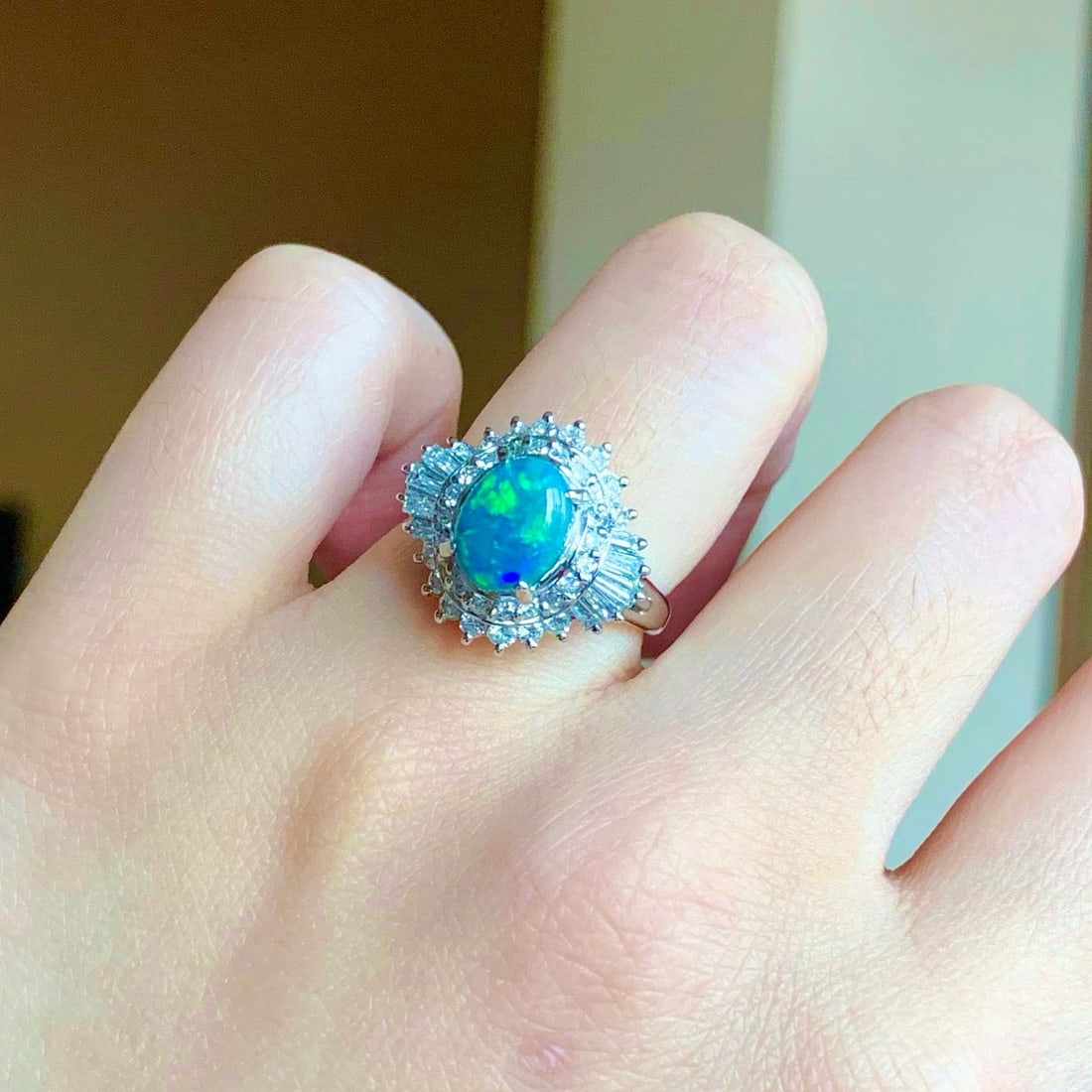 14k Gold 2.47 Ctw Natural Opal & Diamond Ring - 5
