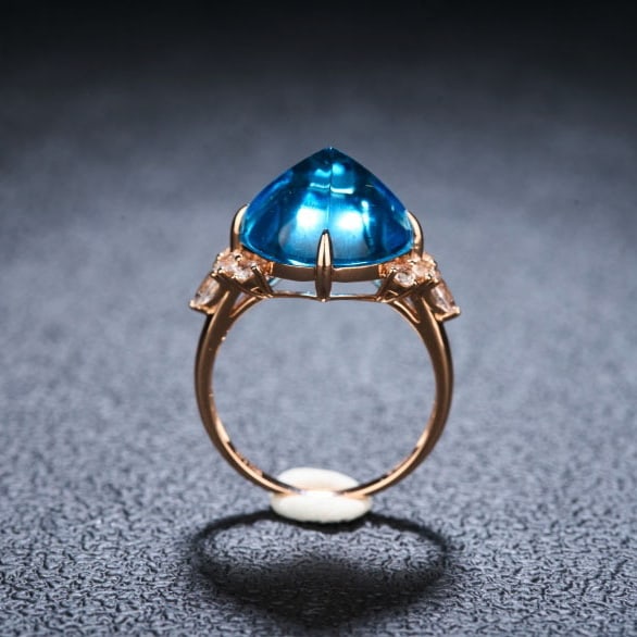 14k Gold 8.95 Ct Natural Topaz & Sapphire Ring - 7