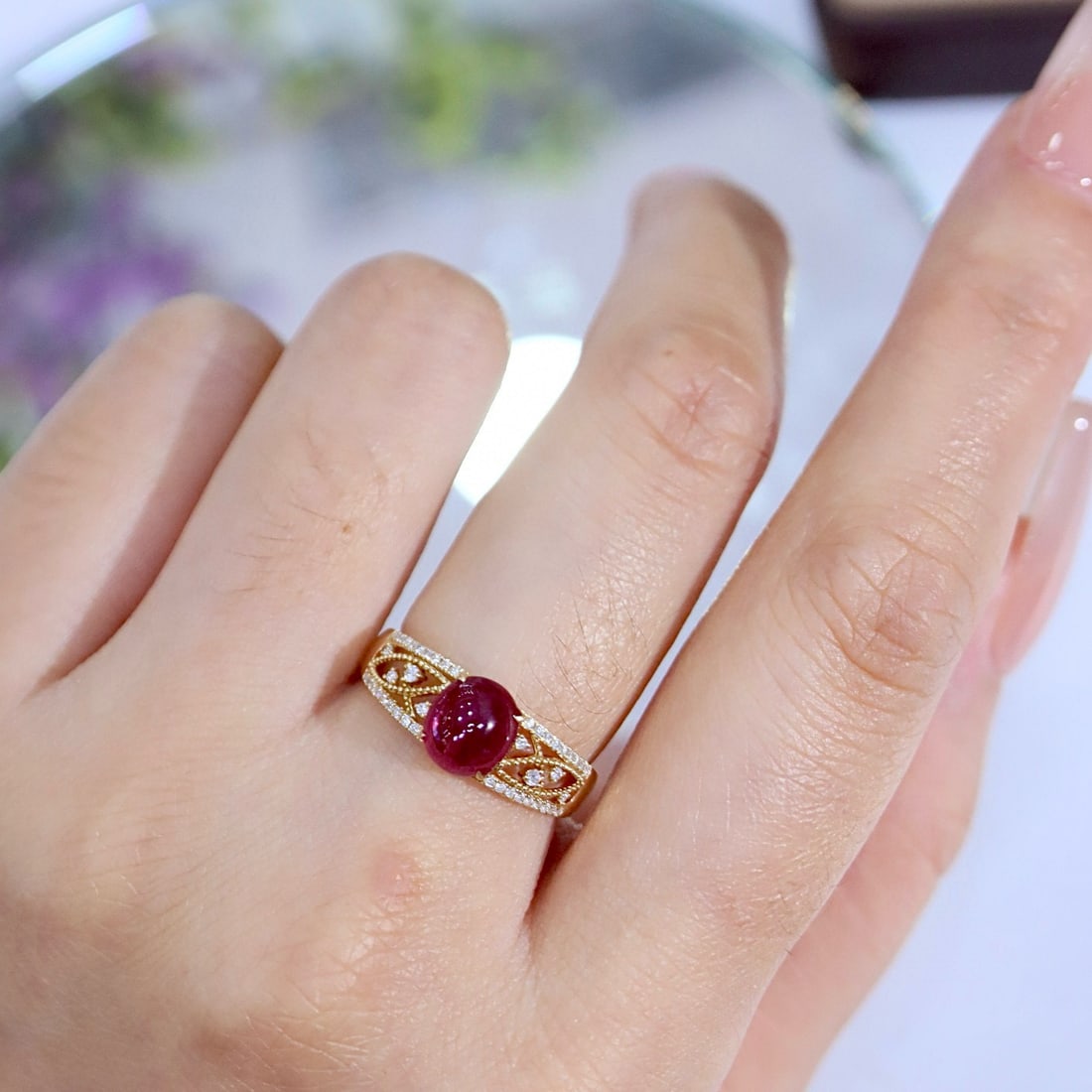 14k Gold 1.83 Ctw Natural Ruby & Diamond Ring - 2