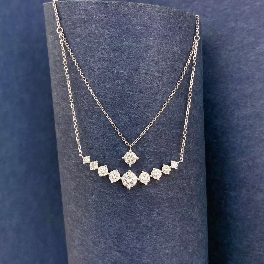 Gia Certified 14k Gold 1.09 Ctw Natural F Si1 Round Diamond Necklace - 2