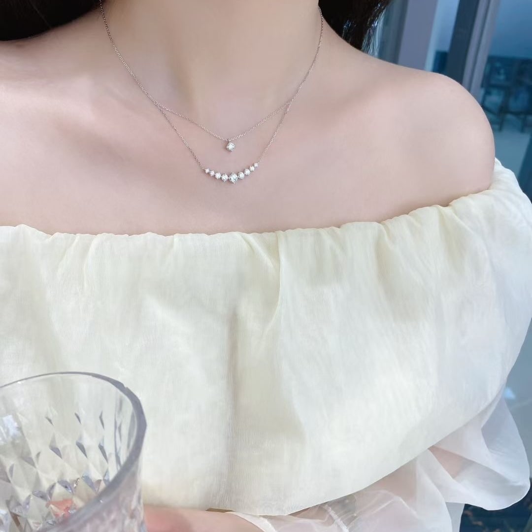 Gia Certified 14k Gold 1.09 Ctw Natural F Si1 Round Diamond Necklace - 3