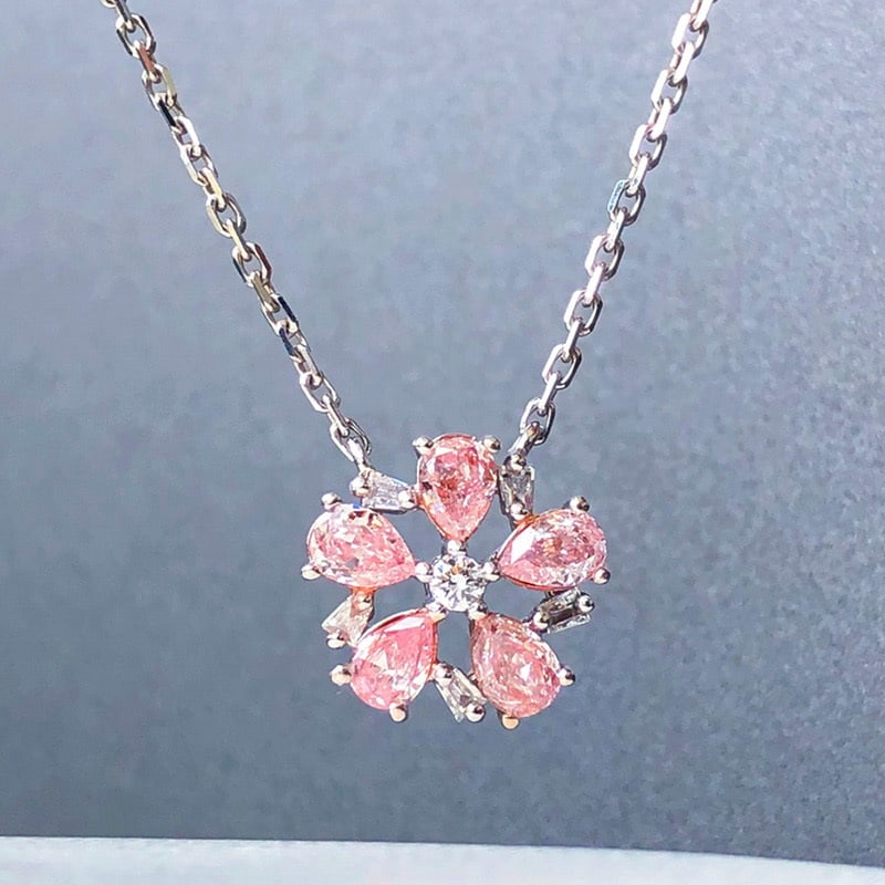 14k Gold 0.60 Ctw Natural Pink Diamond & Diamond Necklace - 2