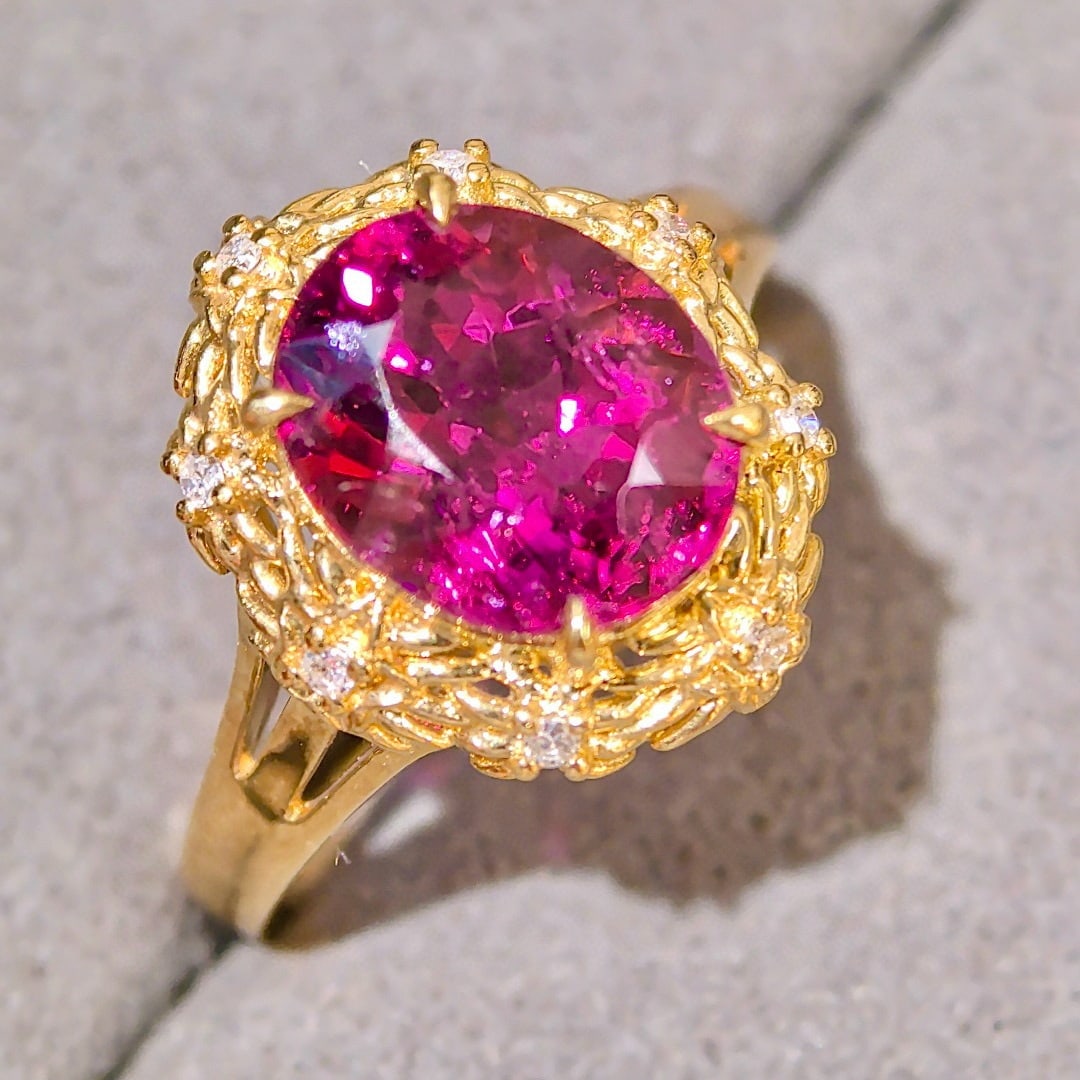 14k Gold 3.47 Ctw Natural Tourmaline & Diamond Ring - 2