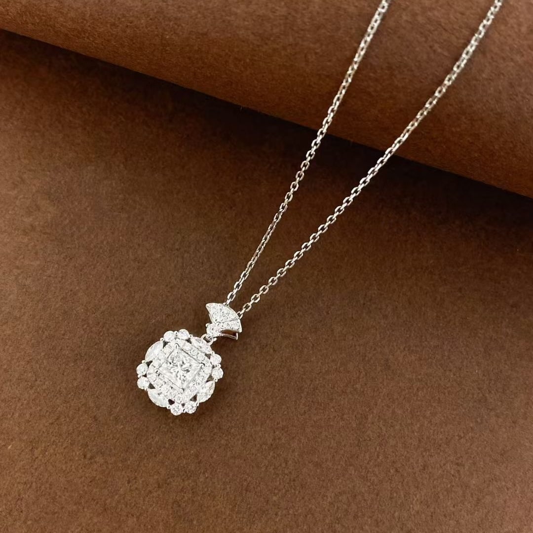 Gia Certified 14k Gold 0.54 Ctw Natural E Vs2 Princess Diamond Necklace - 3