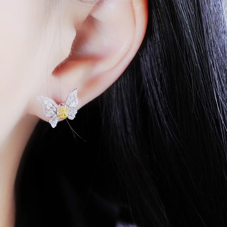 14k Gold 0.86 Ct Natural Color Diamond Earrings - 2