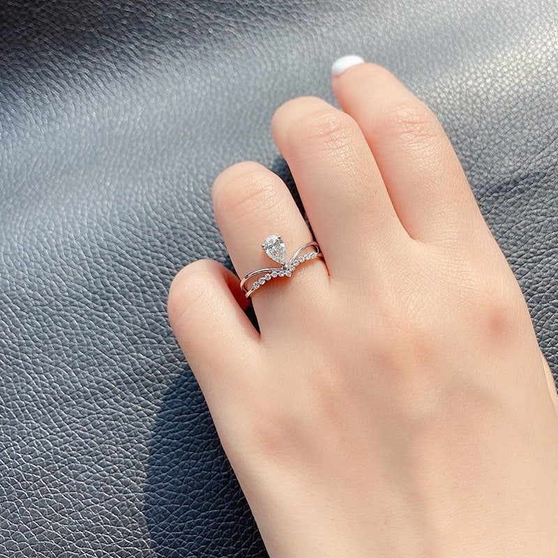 Gia Certified 14k Gold 0.35 Ct Natural G Vs2 Pear Diamond Ring - 2