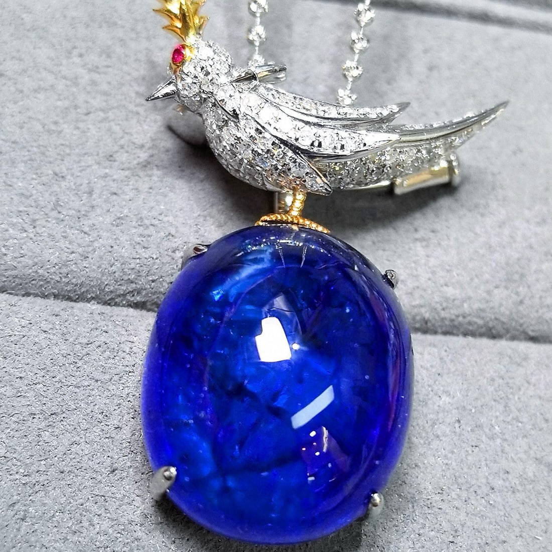14k Gold 39.48 Ctw Natural Tanzanite & Diamond Pendant( Without Chain ) - 7