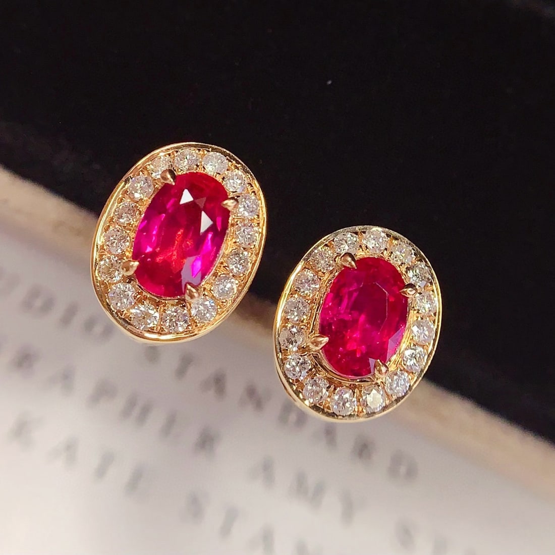 14k Gold 2 Ct Natural Ruby & Diamond Earrings - 2