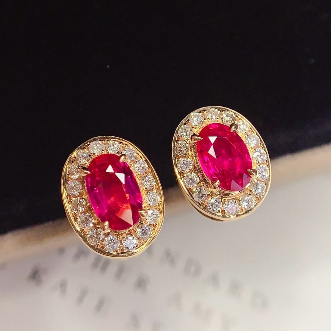 14k Gold 2 Ct Natural Ruby & Diamond Earrings - 3