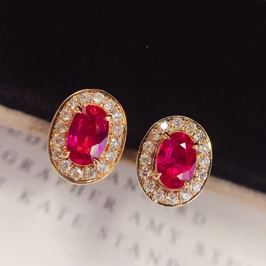 14k Gold 2 Ct Natural Ruby & Diamond Earrings - 4